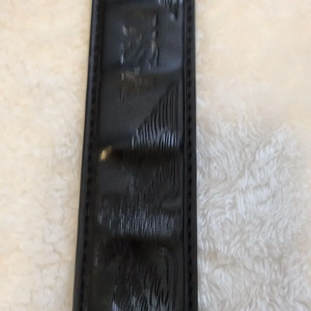 Genuine Black Leather Mens L (38-40) Embossed American Eagle USA Biker Belt